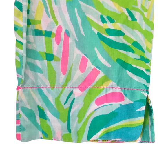 Lilly Pulitzer Tunic Shirt Womens Small Green Pink Amelia Island Tropical Storm - Picture 7 of 14